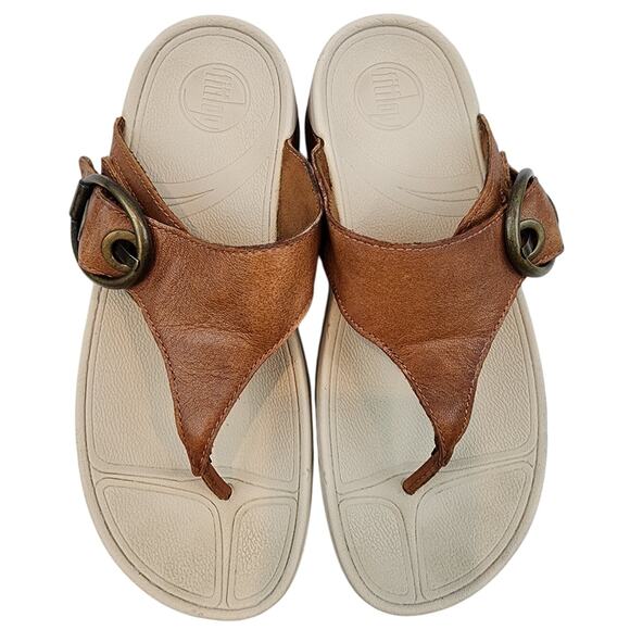 Flipflop Hooper 125-113 Toffee Tan Leather Thong Sandal Womens Sz 8–Gently Used - Picture 4 of 7